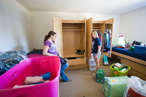 students in dorm room