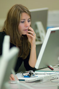 photo of a student in a computer lab