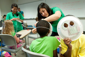 photo of students and children