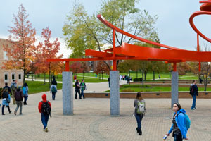 photo of students walking on campus