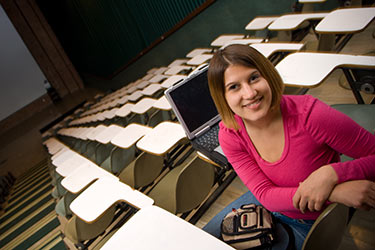 photo of a student in a lecture hall