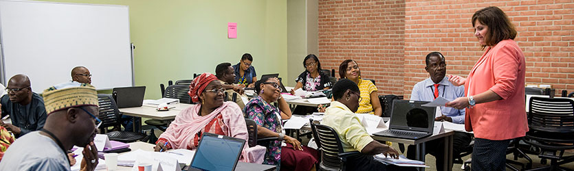 photo of nigerian educators in a wright state classroom