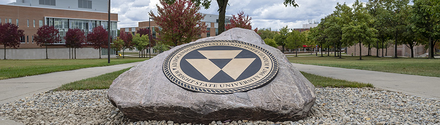 photo of the rock with the wright state seal
