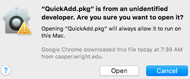 screen capture of the casper open file window