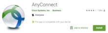 screen capture of the cisco anyconnect icon for android devices