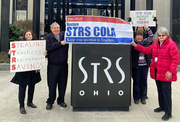 Protesters outside STRS office
