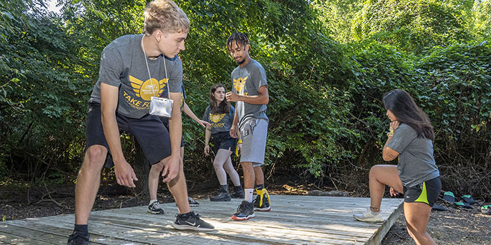 photo of students at a team building event
