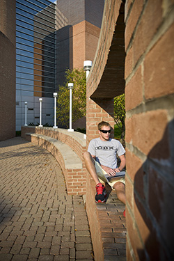 photo of a student using a laptop