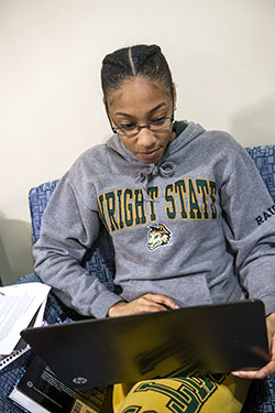 photo of a student using a laptop