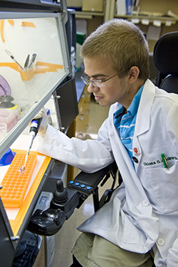 photo of a student working in a lab