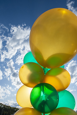 photo of green and gold balloons