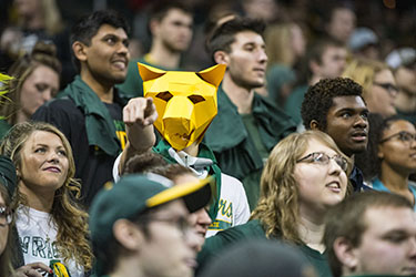 photo of fans at a wright state basketball game