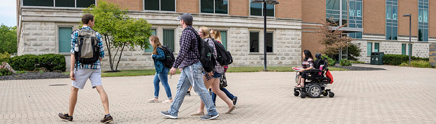 Students walking on campus