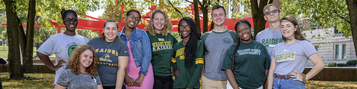 Students standing on campus