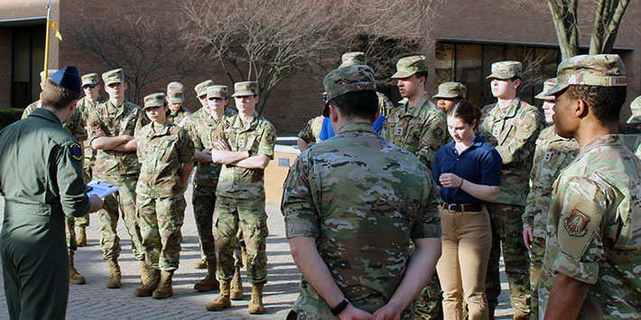 photo of air force rotc cadets on campus
