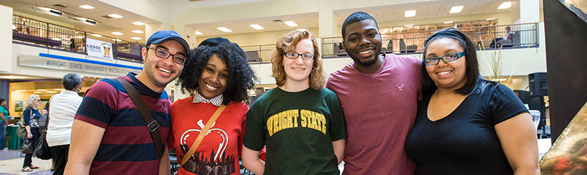 photo of students standing in the student union atrium