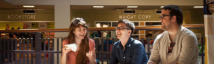 photo of students sitting in the student union