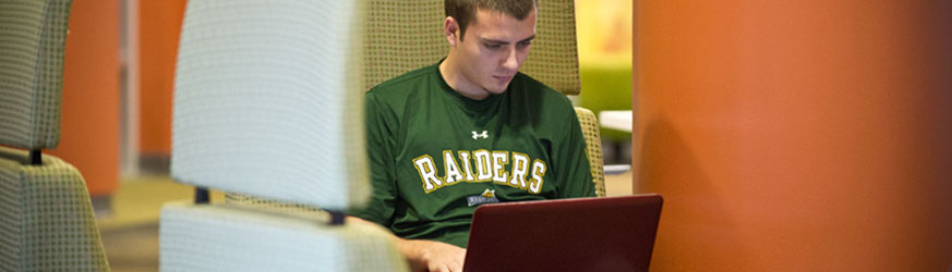 photo of a student using a laptop