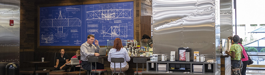 photo of people in the library starbucks