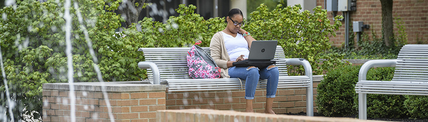 photo of a student using a laptop