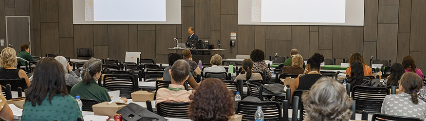 photo of a professor giving a lecture in a classroom