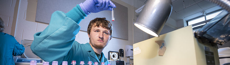 photo of a student working in a lab