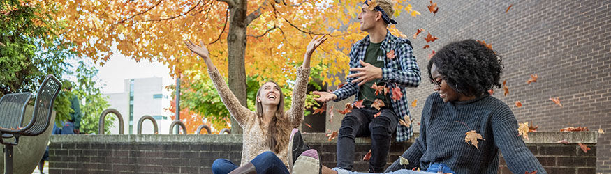 photo of students outside on campus