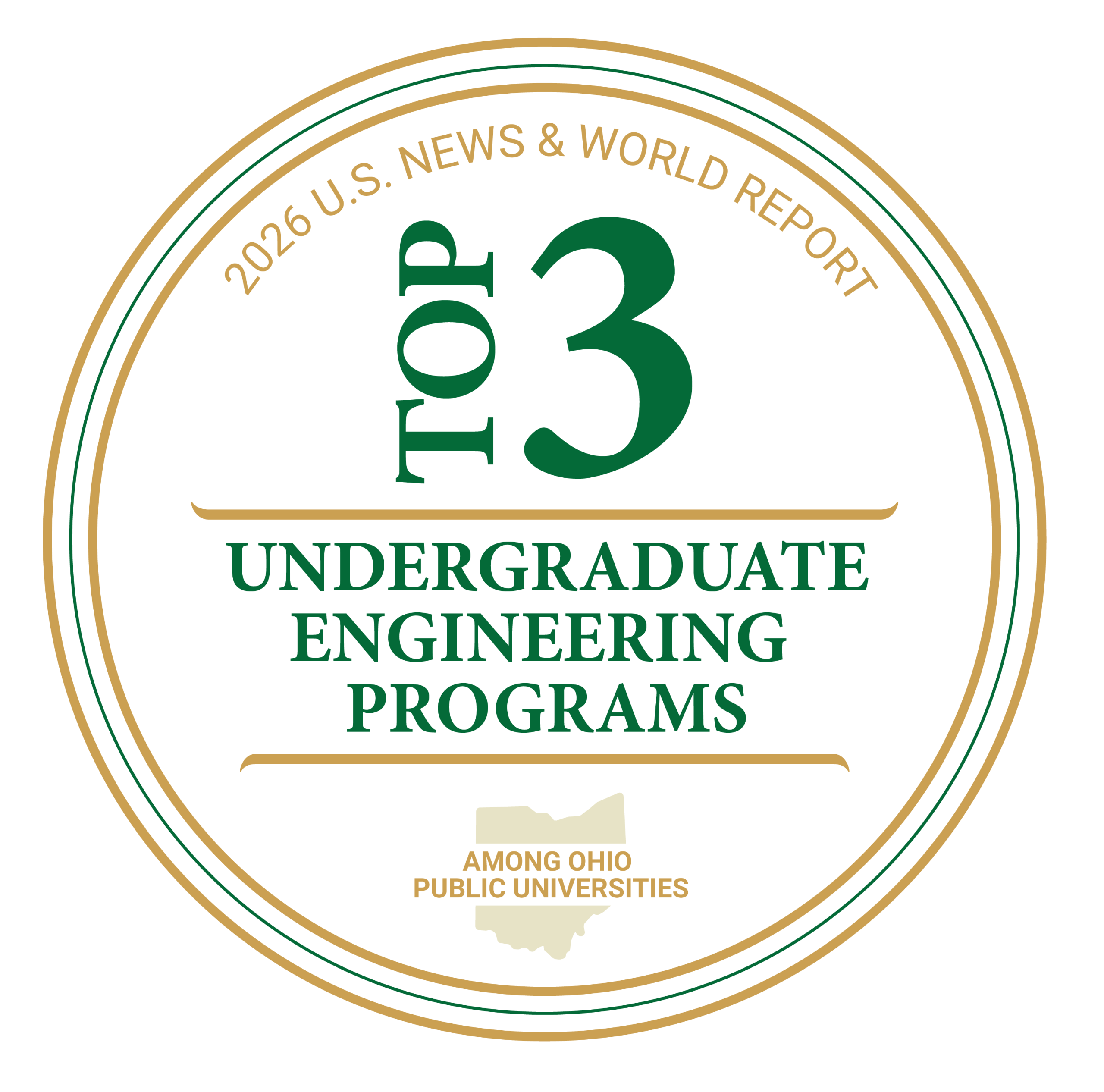 wright state branded badge: Top 3 Undergraduate Engineering Programs US News and World Report