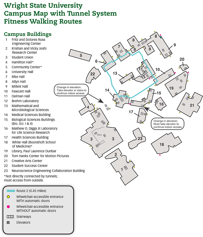 map of fitness walking paths in the tunnel system