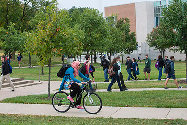 Campus scene with students