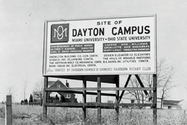 Sign on campus in 1964