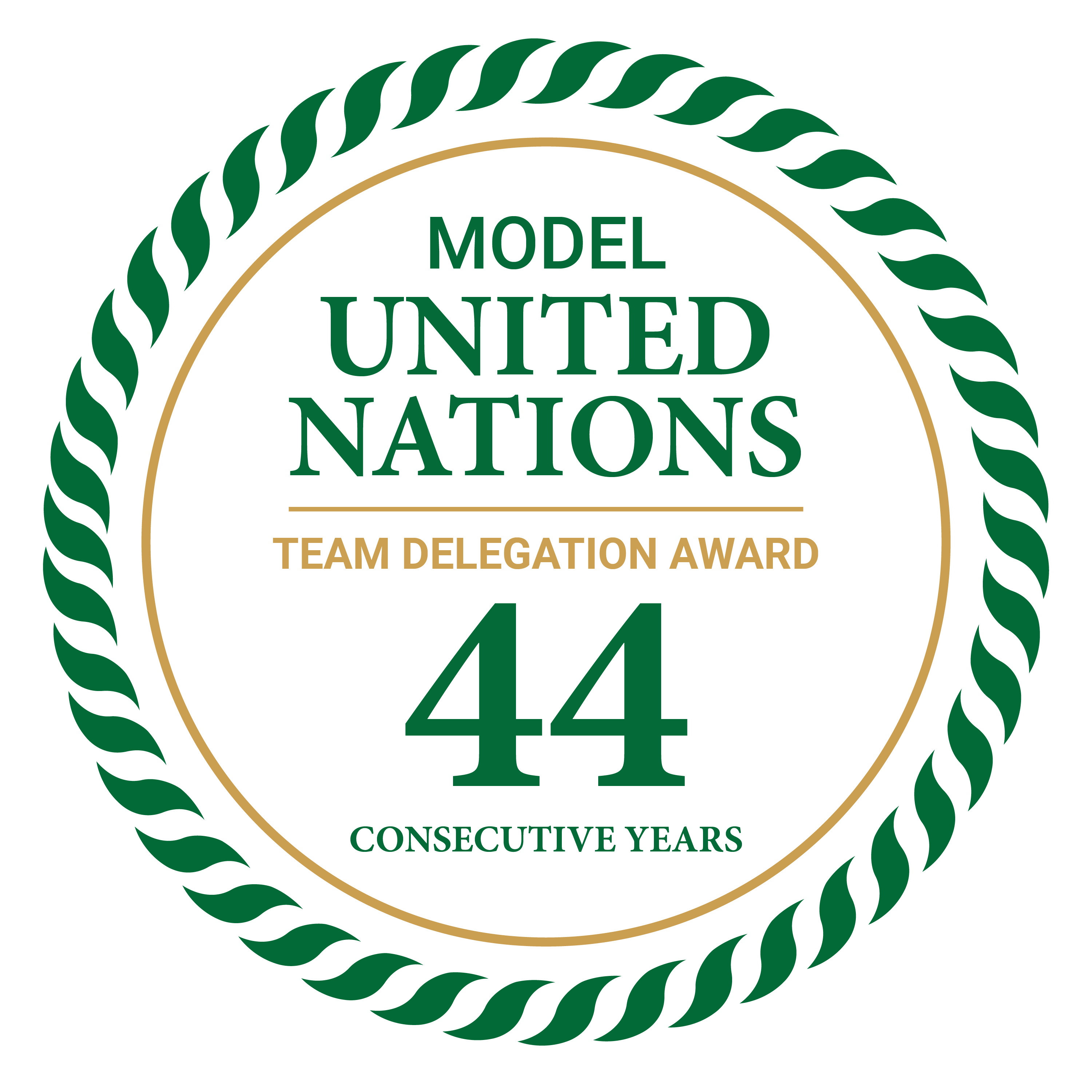 Model United Nations Team Delegation Award 42 Consecutive Years