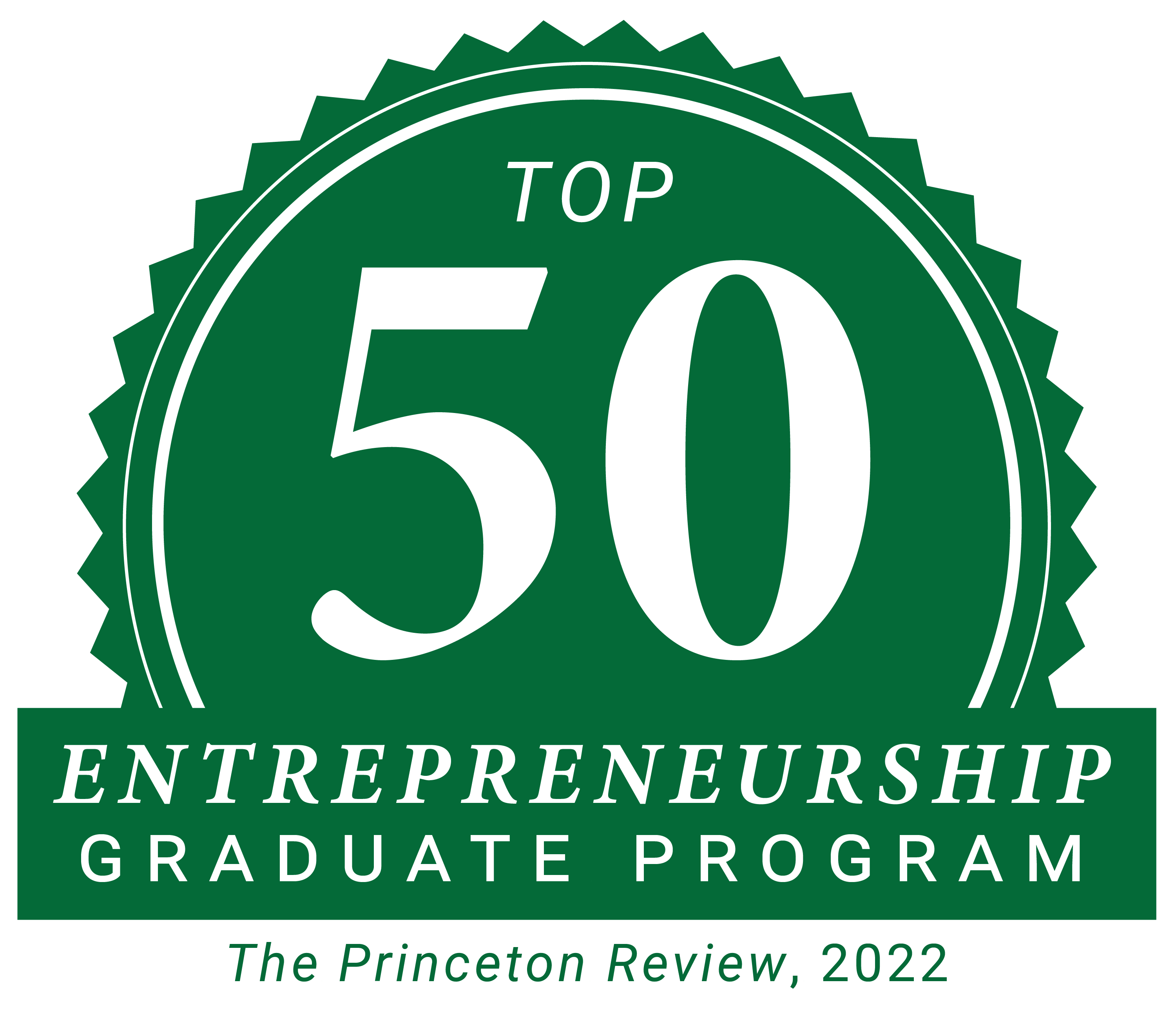 2022 The Princeton Review TOP 50 entrepreneurship graduate programs