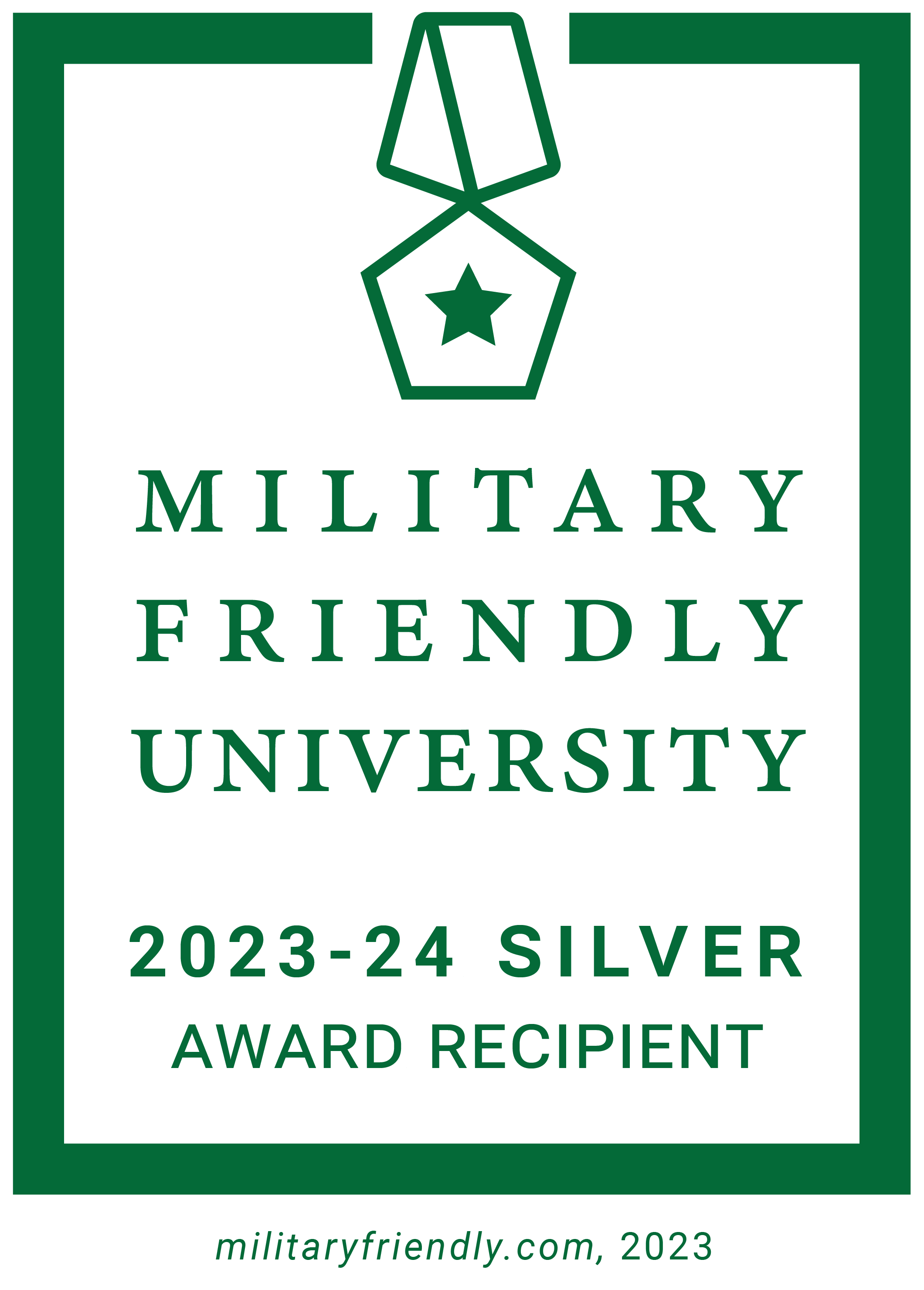 VMC military friendly university 2023-24 silver award recipient