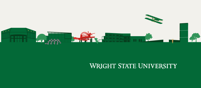 wright state university wordmark and graphic image of campus facebook cover image