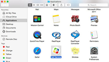 screen capture of the applications window with casper self service icon