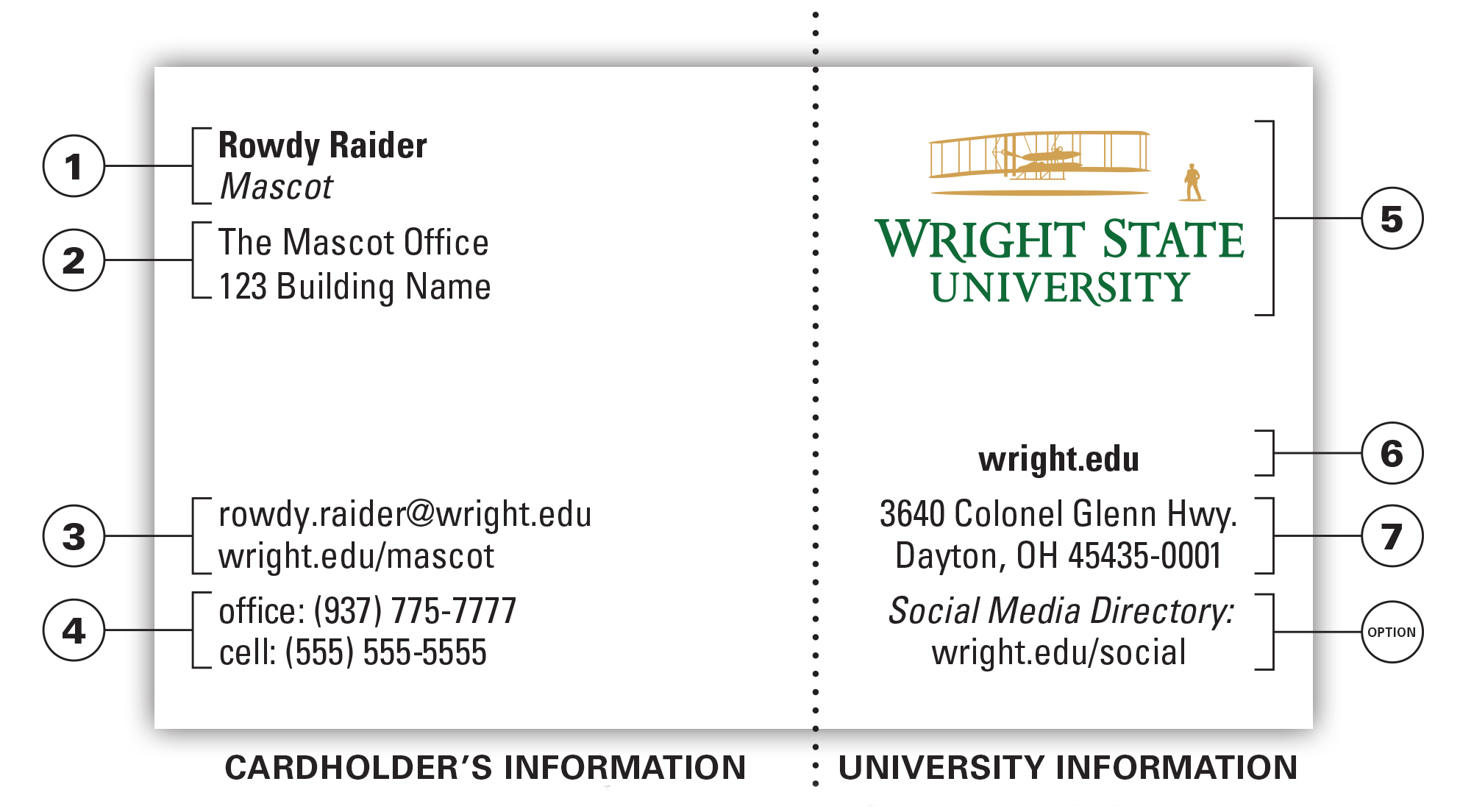Wright State University Business Card Template with Social Media Directory