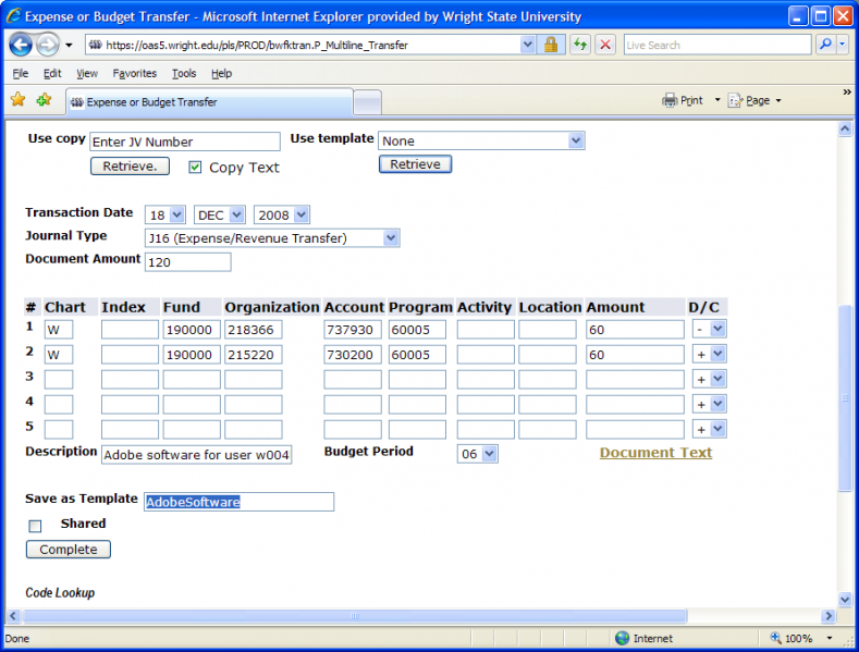 Creating a Journal Voucher Template