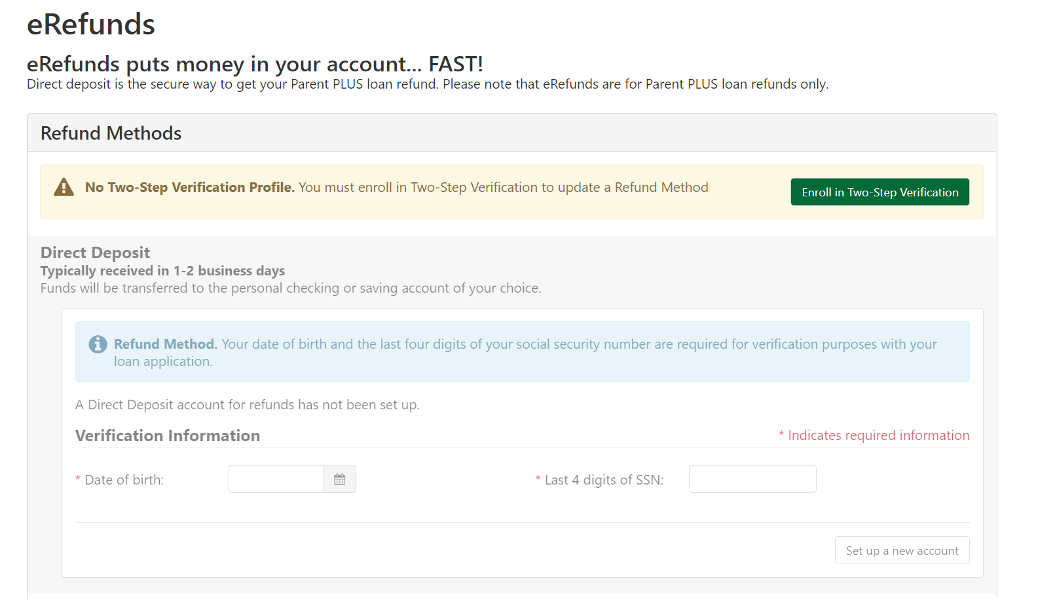eRefund Successful Setup