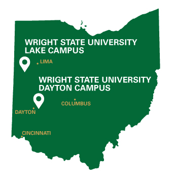 Wright State University’s Dayton Campus in Fairborn is located 11.6 miles and 15 minutes east of downtown Dayton. Wright State U