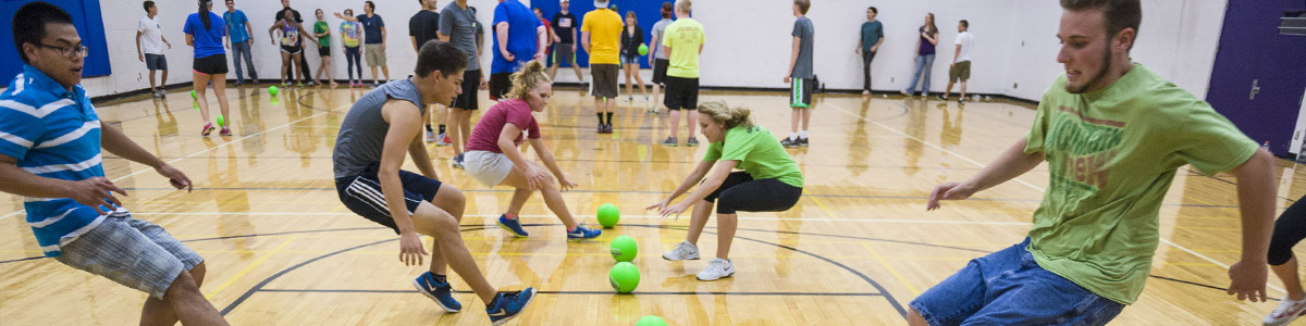 photo of students playing in the gym