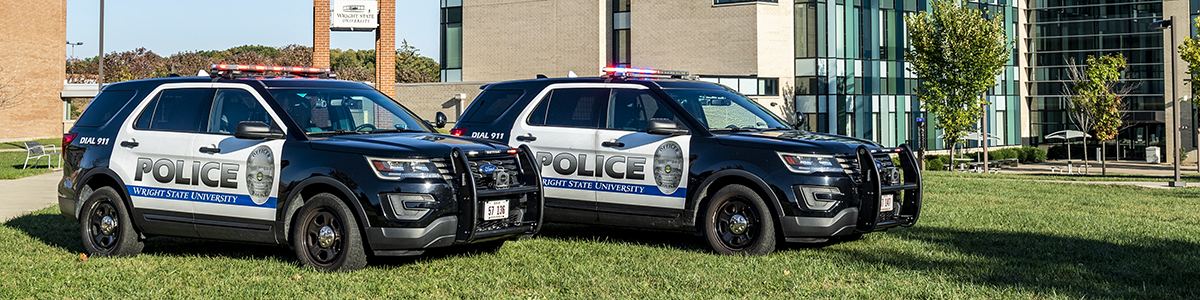 photo of a police cruiser on campus