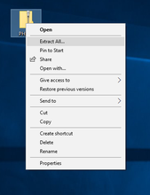 screen capture of the menu options after right clicking the downloaded phstat folder
