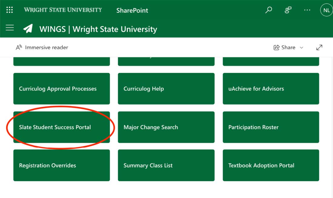 Slate Student Success Portal