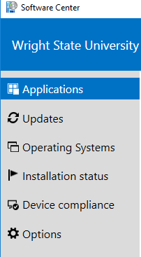 screen capture of the software center menu