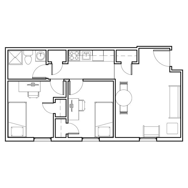floor plan of a forest lane small two bedroom apartment