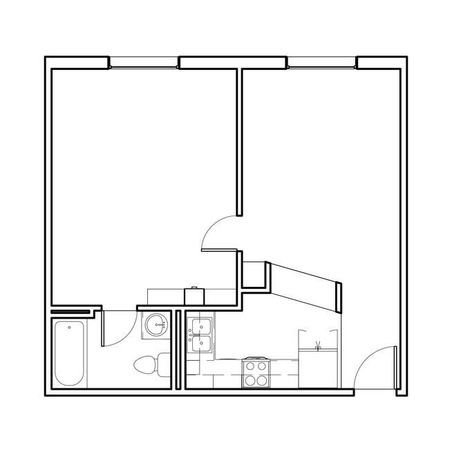 floor plan of a one bedroom in the village apartments
