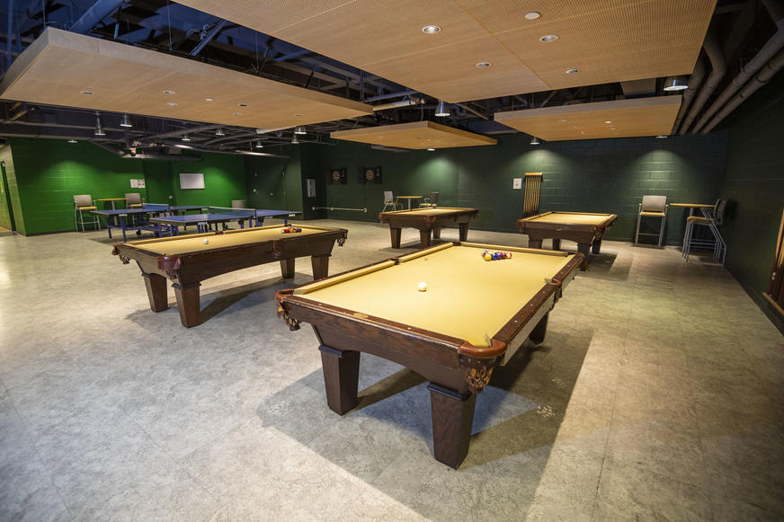 photo of pool and table tennis tables in the recreation commons