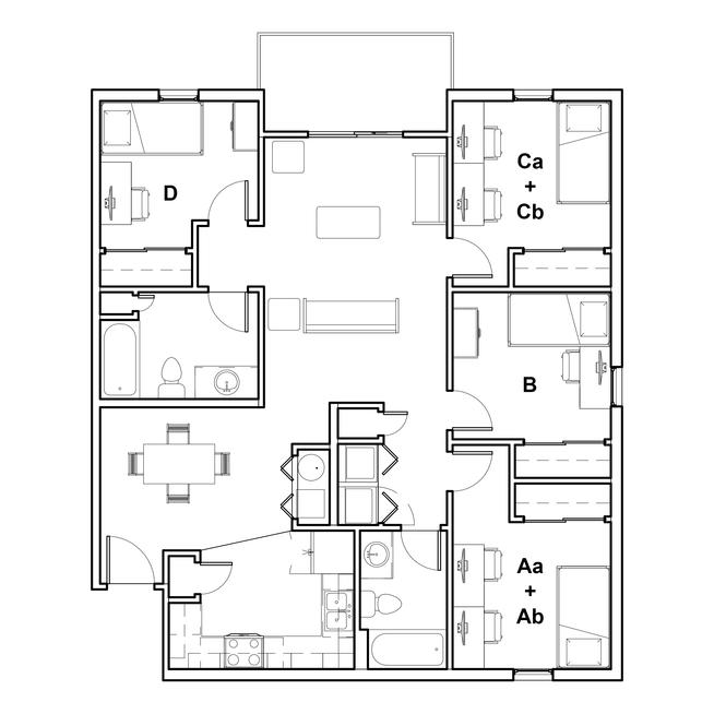 floor plan of university park quad e apartment
