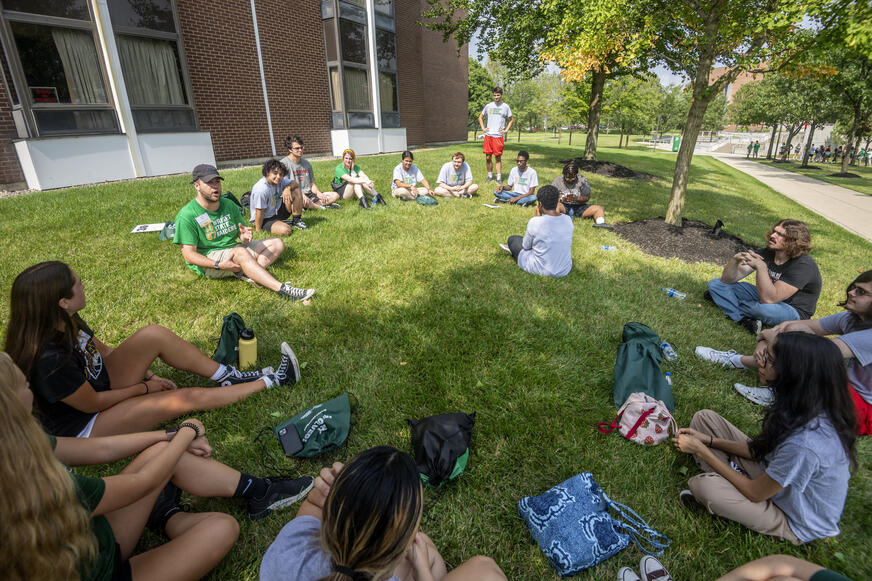 photo of students at an event on campus